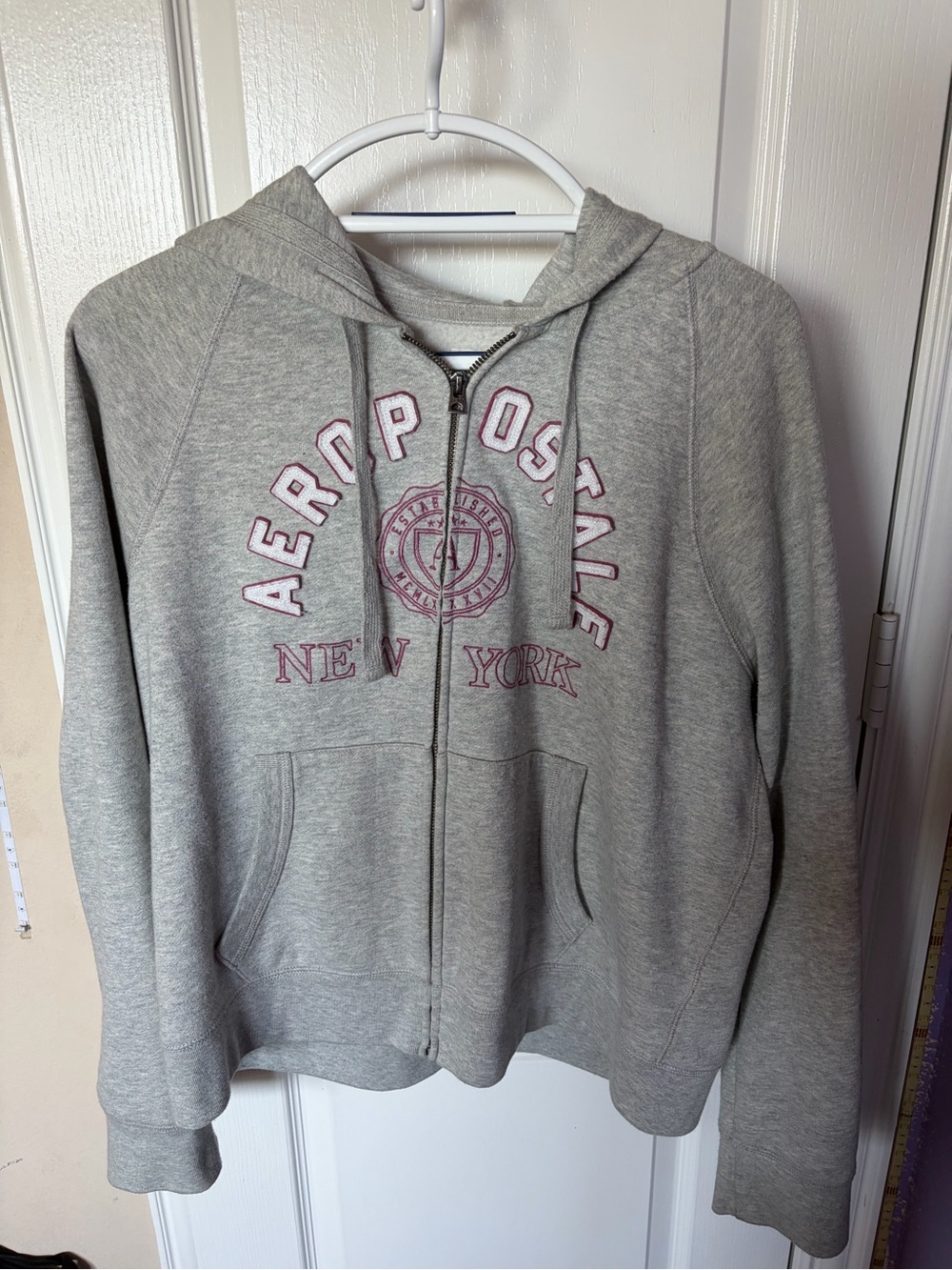 Aeropostale Light Gray Hoodie with Pink Accent Logo